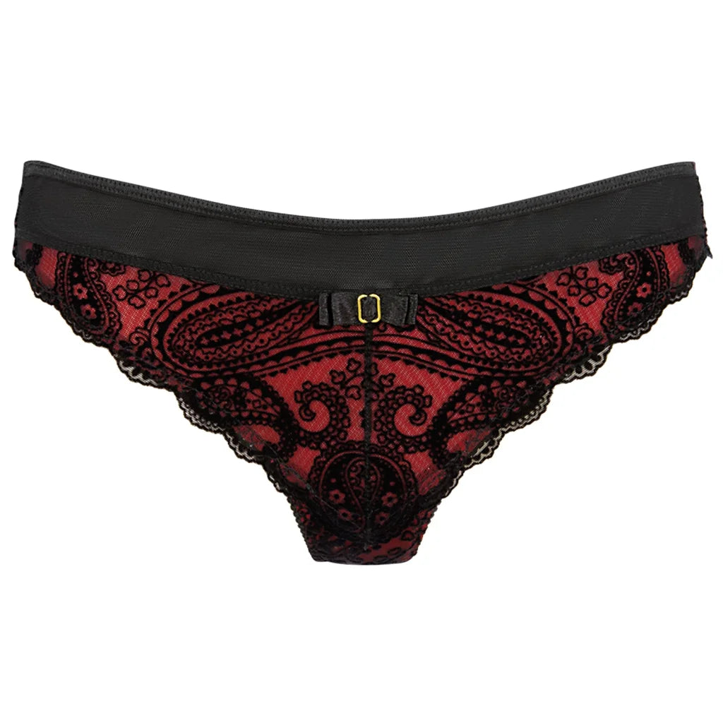 String in Schwarz mit Rot mit Spitze V-10048 von Axami , Dessous, Lingerie, Reizwäsche, sexy, erotisch, kaufen