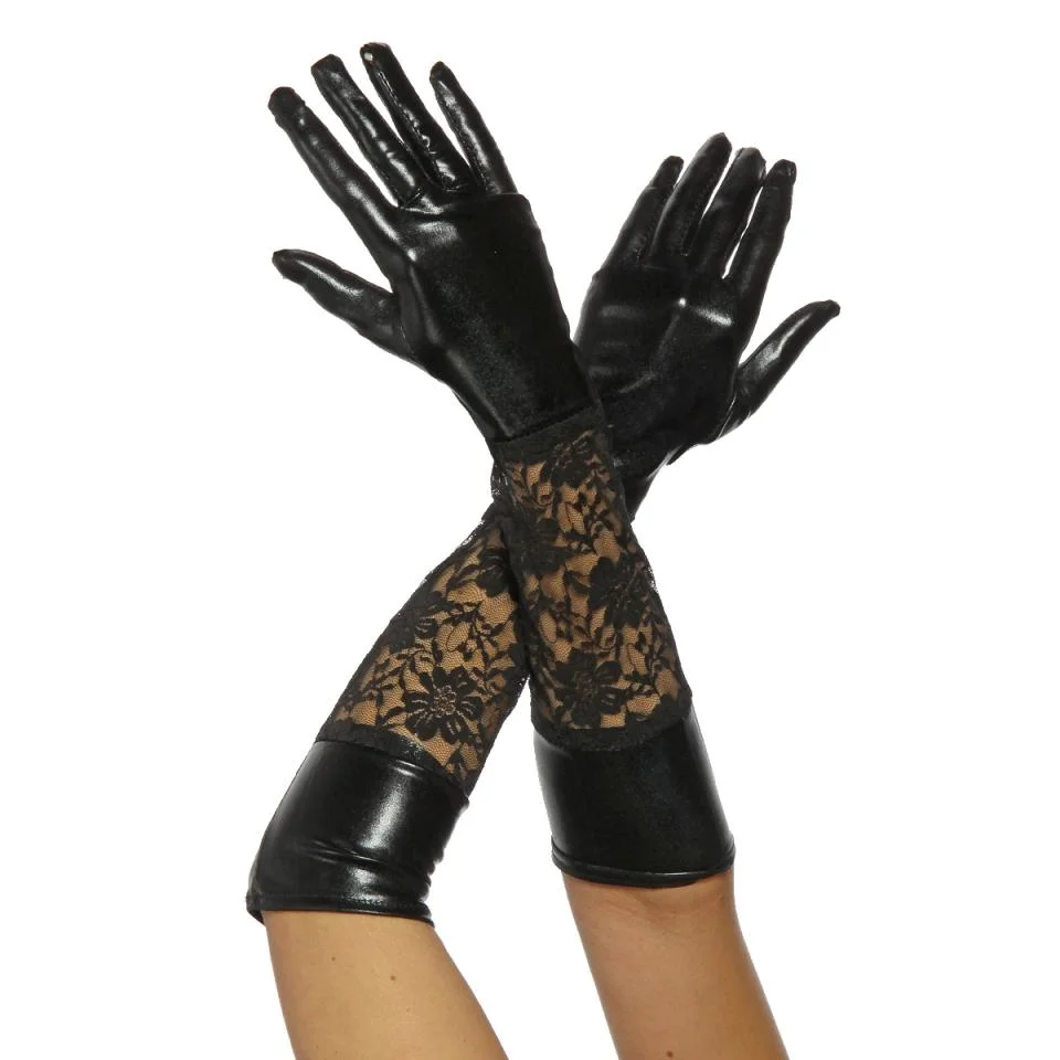Wetlook-Handschuhe mit Spitze , Dessous, Lingerie, Reizwäsche, sexy, erotisch, kaufen